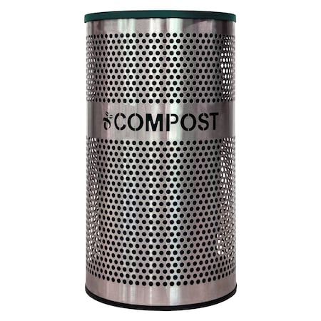Ex-Cell Kaiser 33-Gal. Compost Receptacle - Stainless Steel w/HGX lid VCC-33 PERF SS